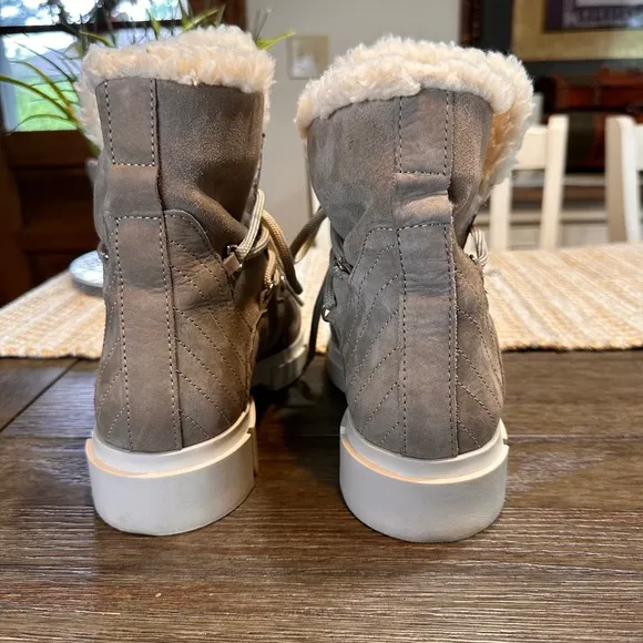 Avellini Portugal Shearling Boots Suede Leather Lace Up Lug Sole Ankle 7.5