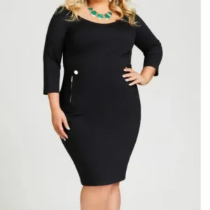 Avenue Taylor black and gold Button Sheath bodycon Dress plus size 18 20 2X new!