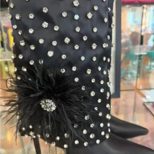 Azalea Wang Embellished Black Boots with Rhinestones