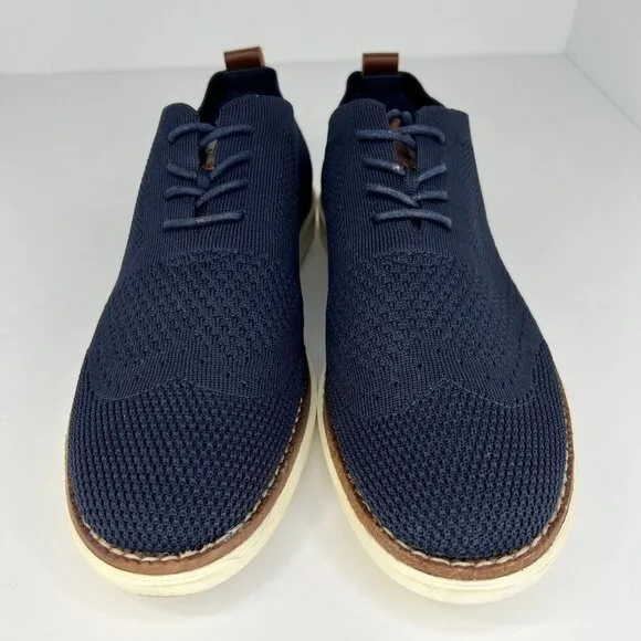 B. Blass Mens Size 8.5 Marine Blue Memory Foam Stitchlite Wingtip Oxford Shoes