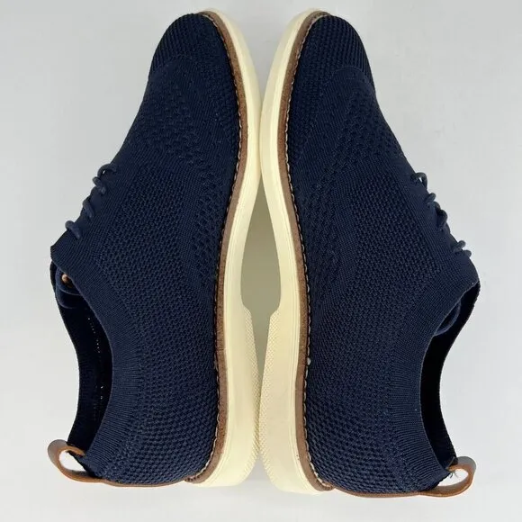 B. Blass Mens Size 8.5 Marine Blue Memory Foam Stitchlite Wingtip Oxford Shoes