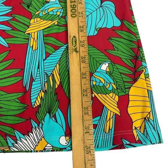 B Skinz Women's M Hawaiian Parrot Colorful Sleeveless Keyhole A-Line Dress Aloha
