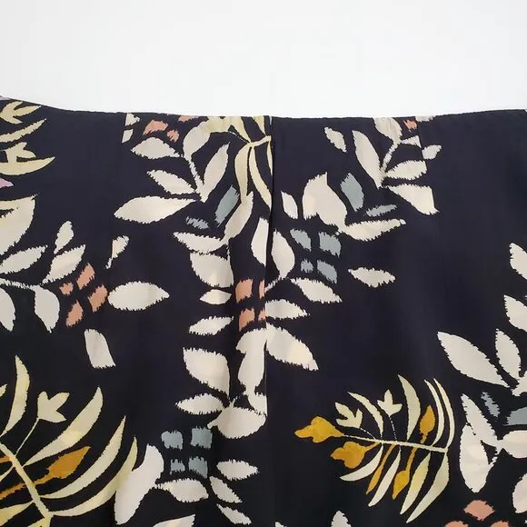 ba&amp;sh Womens Christo Midi Skirt Size 3 US 8 Asymmetric Hem Leaf Print Vi…