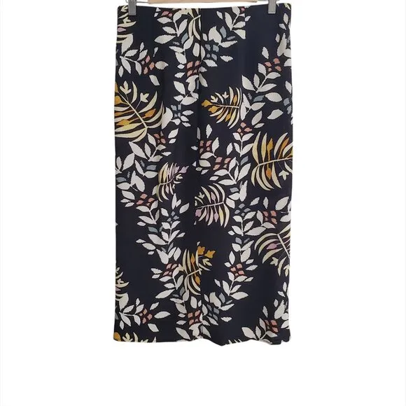 ba&amp;sh Womens Christo Midi Skirt Size 3 US 8 Asymmetric Hem Leaf Print Vi…