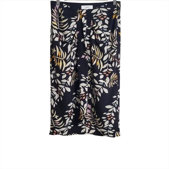 ba&amp;sh Womens Christo Midi Skirt Size 3 US 8 Asymmetric Hem Leaf Print Vi…