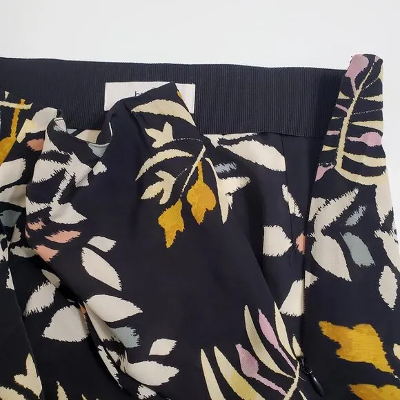 ba&amp;sh Womens Christo Midi Skirt Size 3 US 8 Asymmetric Hem Leaf Print Vi…