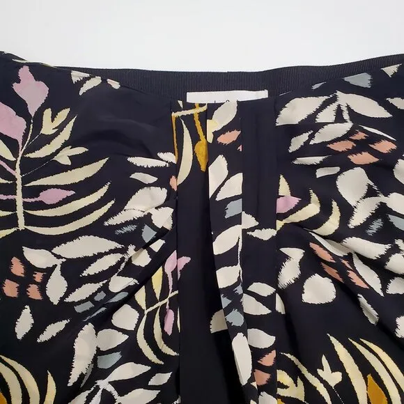 ba&amp;sh Womens Christo Midi Skirt Size 3 US 8 Asymmetric Hem Leaf Print Vi…