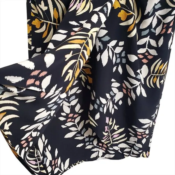 ba&amp;sh Womens Christo Midi Skirt Size 3 US 8 Asymmetric Hem Leaf Print Vi…