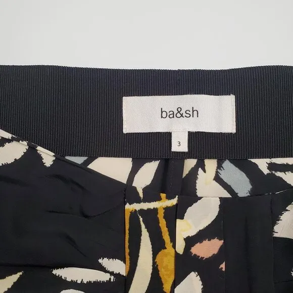 ba&amp;sh Womens Christo Midi Skirt Size 3 US 8 Asymmetric Hem Leaf Print Vi…