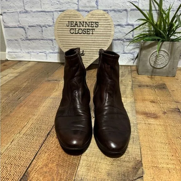 Bally Men's Vintage Brown Leather Side Zip Boots Size US 11N