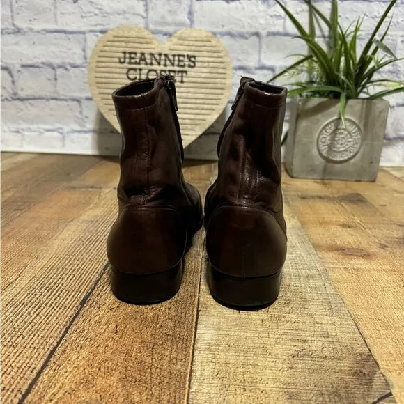 Bally Men's Vintage Brown Leather Side Zip Boots Size US 11N