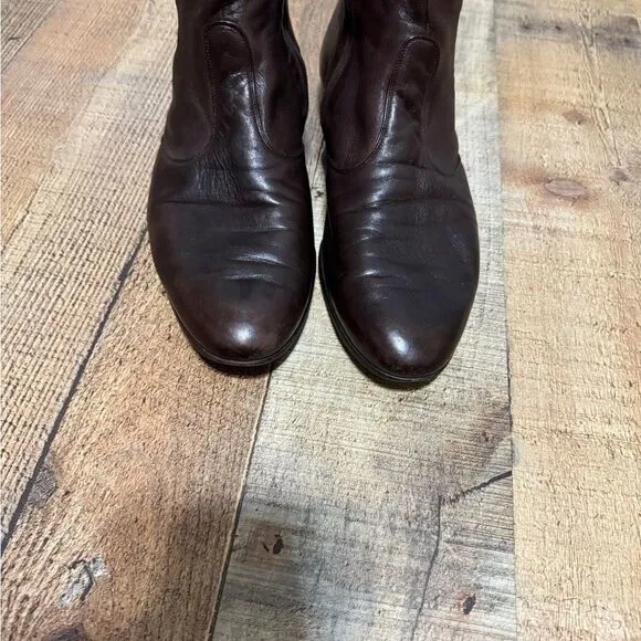 Bally Men's Vintage Brown Leather Side Zip Boots Size US 11N