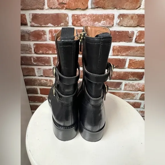 Banana Republic Moto Style Bikercore Goth Luxury Leather Motorcycle Boots 6 NWOT