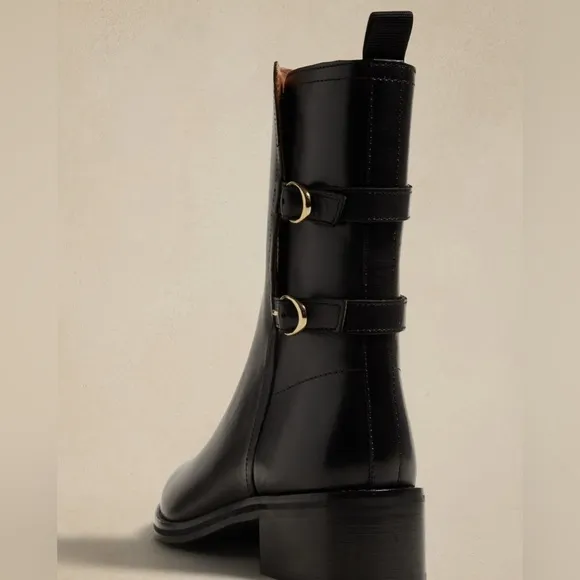 Banana Republic Moto Style Bikercore Goth Luxury Leather Motorcycle Boots 6 NWOT
