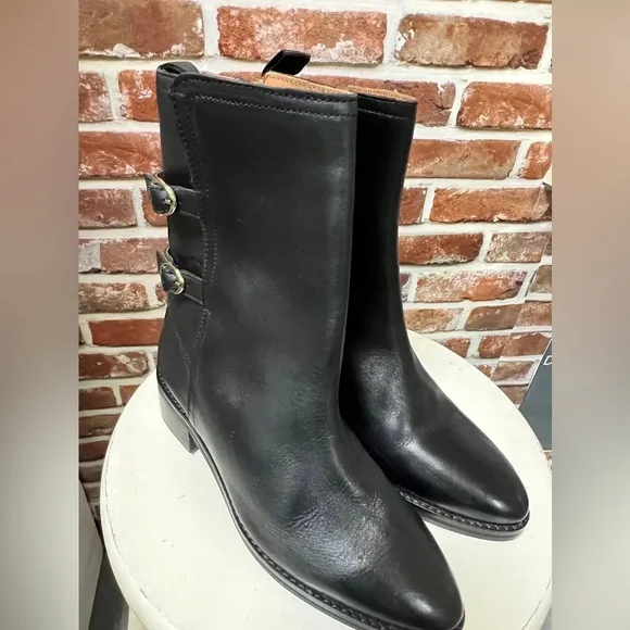 Banana Republic Moto Style Bikercore Goth Luxury Leather Motorcycle Boots 6 NWOT