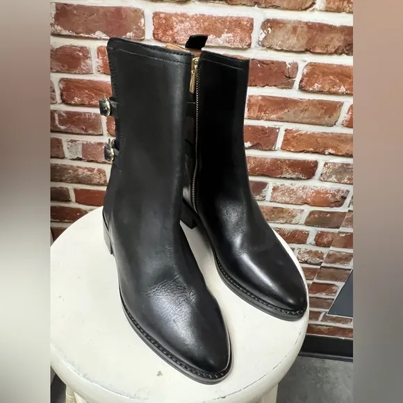 Banana Republic Moto Style Bikercore Goth Luxury Leather Motorcycle Boots 6 NWOT
