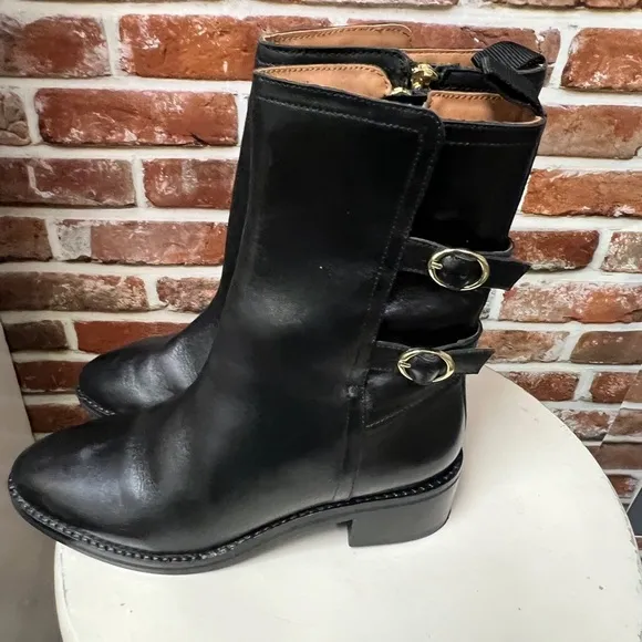 Banana Republic Moto Style Bikercore Goth Luxury Leather Motorcycle Boots 6 NWOT