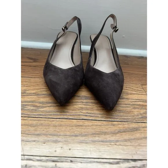 Banana Republic Velvet Slingback Kitten Heel Shoes Womens Size 10 Brown Classic