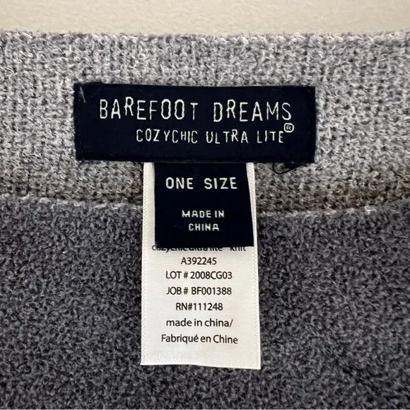 Barefoot Dreams Cozychic Ultra Lite Ocean Breeze Poncho Blue Water Multi Stripe