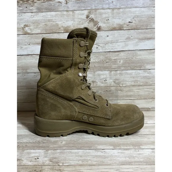 Bates Tactical Combat Boots Mens 6.5 R Tan Hot Weather USMC Logo 08-D1099