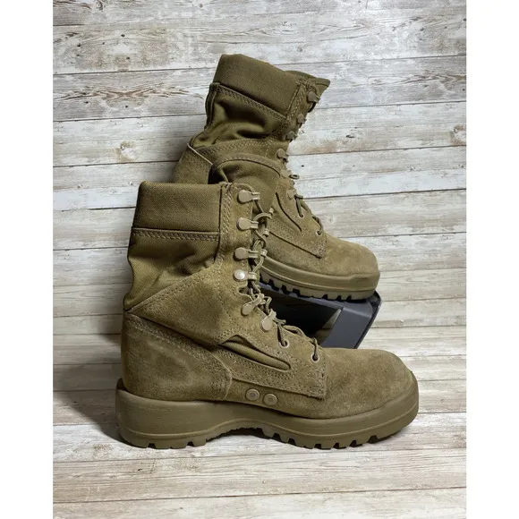Bates Tactical Combat Boots Mens 6.5 R Tan Hot Weather USMC Logo 08-D1099