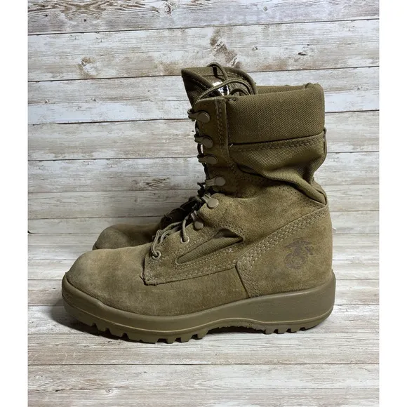 Bates Tactical Combat Boots Mens 6.5 R Tan Hot Weather USMC Logo 08-D1099