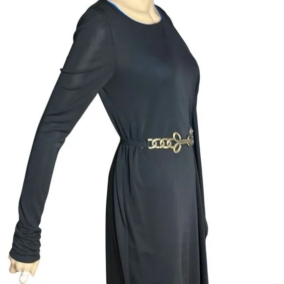 BCBG Max Azria Asymmetrical Drape Black Blue Dress (022)