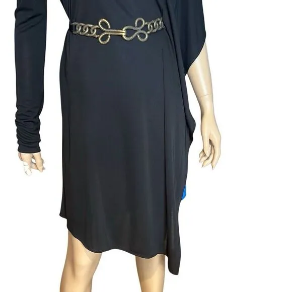 BCBG Max Azria Asymmetrical Drape Black Blue Dress (022)