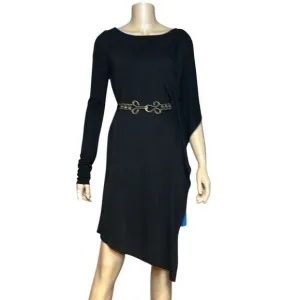 BCBG Max Azria Asymmetrical Drape Black Blue Dress (022)