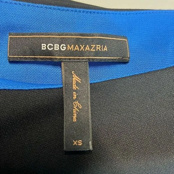 BCBG Max Azria Asymmetrical Drape Black Blue Dress (022)
