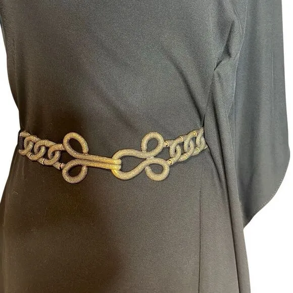 BCBG Max Azria Asymmetrical Drape Black Blue Dress (022)