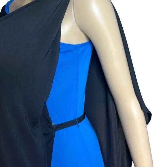 BCBG Max Azria Asymmetrical Drape Black Blue Dress (022)