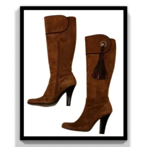 BCBGMaxAzria Suede Boots with Leather &amp; Tassle Detail