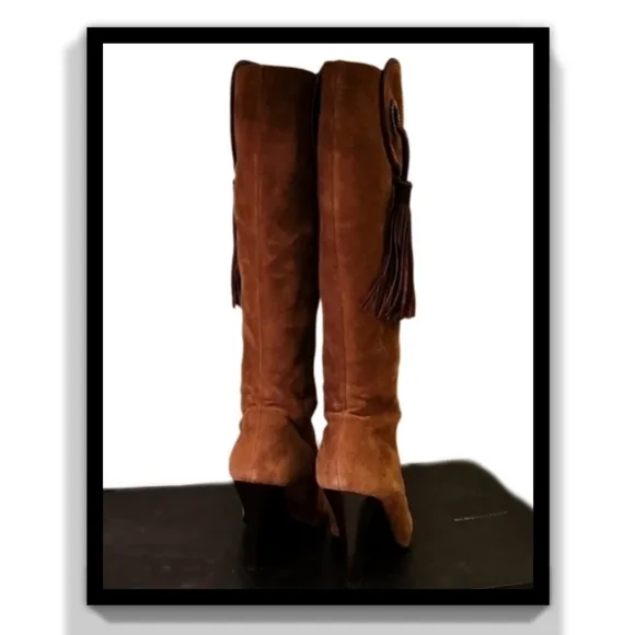 BCBGMaxAzria Suede Boots with Leather &amp; Tassle Detail