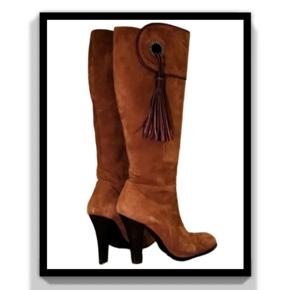 BCBGMaxAzria Suede Boots with Leather &amp; Tassle Detail