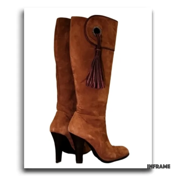 BCBGMaxAzria Suede Boots with Leather &amp; Tassle Detail