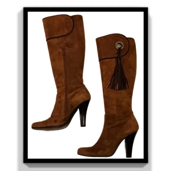 BCBGMaxAzria Suede Boots with Leather &amp; Tassle Detail