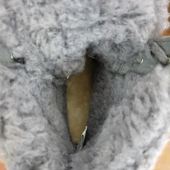 Bearpaw Krista Womens Ankle Boots Size 7 Gray Suede Lace Up High Wedge Heels NEW