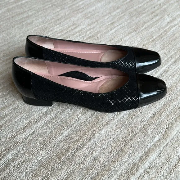 BeautiFeel Karen Houndstooth Pattern Cap Toe Patent Dress Shoes Size 8.5 | EU 39