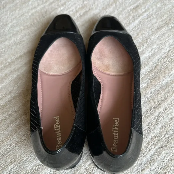 BeautiFeel Karen Houndstooth Pattern Cap Toe Patent Dress Shoes Size 8.5 | EU 39