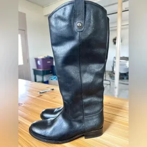 BEAUTIFUL! FRYE 6.5 B BLACK LEATHER RIDING BOOTS 77167 MOTORCYCLE OR COWBOY