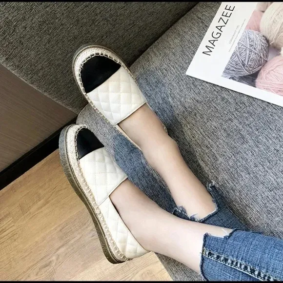 Beautiful Lingge Straw Woven Platform Shoes size 36
