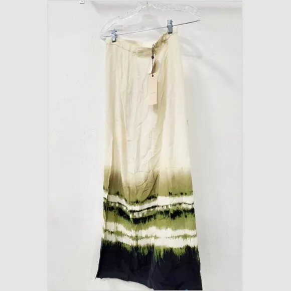 Bec   Bridge Riptide Maxi Skirt 100% Silk Tie Dye High-Waisted Boho Women US 4