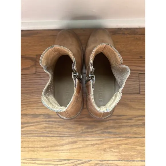 Bed Stu Countess Ankle Boots Wedges Leather Tan Distressed Size 6.5 Bootie