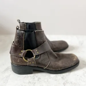 Bed Stu Harness Chelsea Boots 9.5 Brown Leather Grunge Distressed Fairbanks Moto