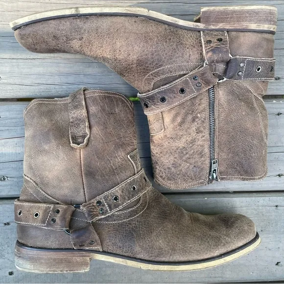 Bed Stu Innovator Harness Brown Leather Boots size 11