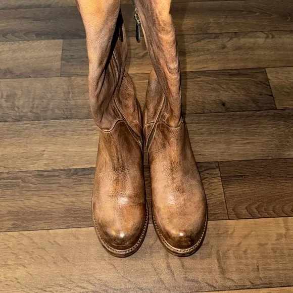 Bed Stu Size 10 Women’s Cobbler Series Heeled Tall Boots Rustic Tan Manchester