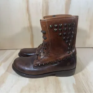 Bed Stu Studded Brown Combat Boots Women’s Size 6.5