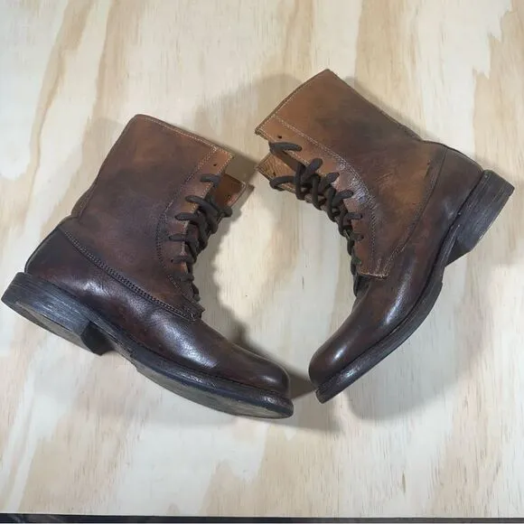 Bed Stu Studded Brown Combat Boots Women’s Size 6.5