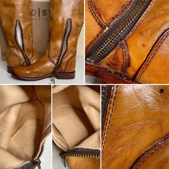 BED STU Tess Distressed Leather Boots Size 8.5